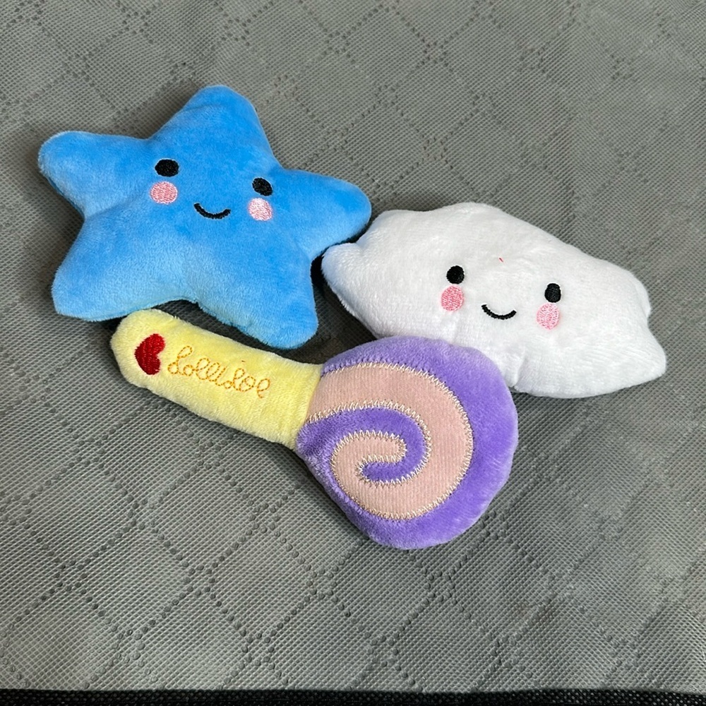 Vibrant Plush Cat Toy Set with Star Cloud Lollipop toy set of 3 NWT